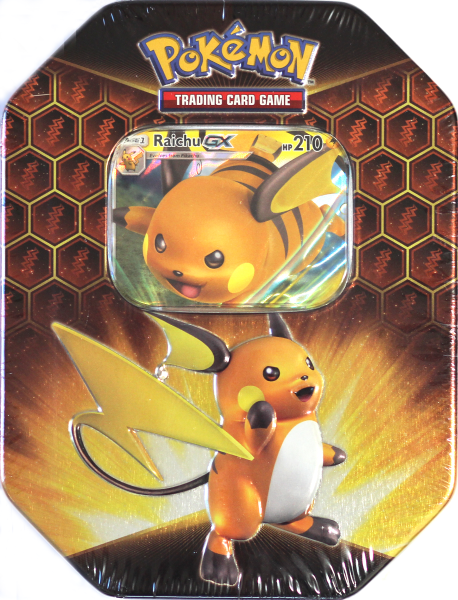 Pokemon TCG: SM11.5 Hidden Fates Gx Tin - Raichu + 1 de 3 cartas Pokémon-GX  + 4 Booster Pack : : Brinquedos e Jogos