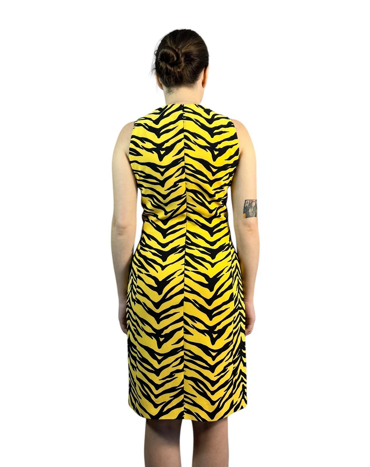 Moschino Mini Abito Donna Economico E Chic Senza Maniche Motivo Animali Giallo Tg 8