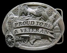 Proud To Be A Veteran Military Bergamot Brass Works Vintage Belt Buckle