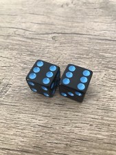 2X Black Blue Dice Valve Stem Caps Cap Cover For Car Truck Bike Motorcycle