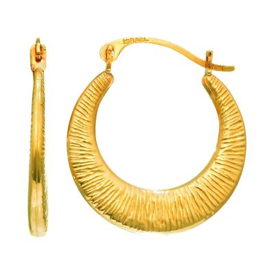 3/4'' Runde Strukturierte Back to Back Creolen Echt 14K Gelbgold 0,6gr