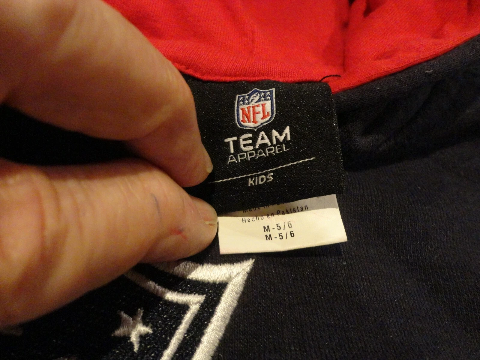 VETEMENTS Felpa con cappuccio blu cucita New England Patriots NFL Football Youth M 5 6