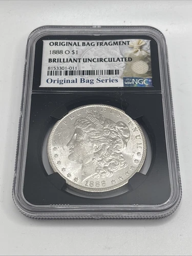 1888 O $1 NGC MORGAN DOLLAR ORIGINAL BAG FRAGMENT GRADED BRILLIANT UNCIRCULATED