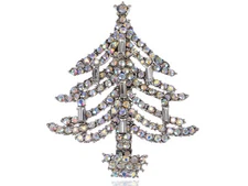 Dazzling Crystal Rhinestone Christmas Tree Holiday Fashion Jewelry Pin Brooch