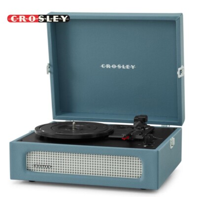 Crosley CR8017B-WB 3 Speed Voyager Portable Record Player Turntable Washed Blue