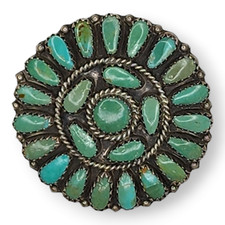 Lura Moses Begay Navajo Green turquoise Petit Point Pendant Brooch