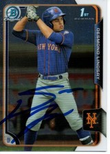 Desmond Lindsay New York Mets 2015 Bowman Chrome Rookie Signed Card