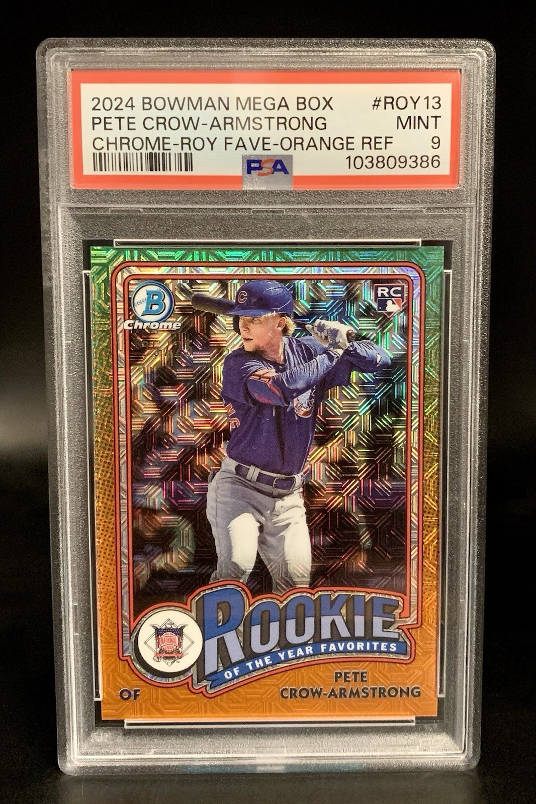 2024 Bowman Chrome Pete Crow-Armstrong Mega Box Mojo Orange 25/25 Bookend! PSA 9 view 3