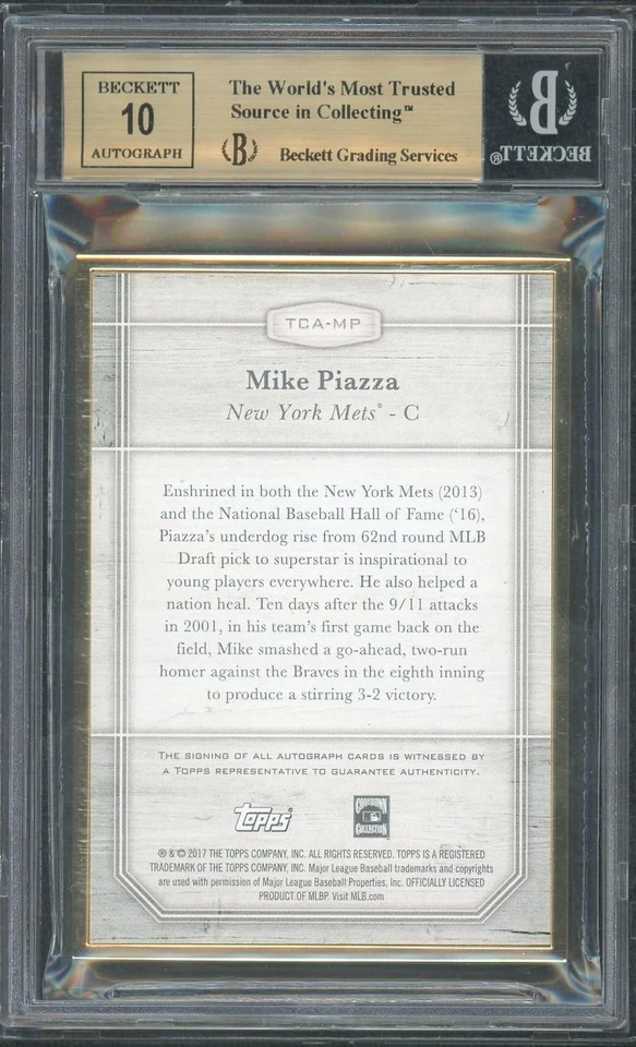 2017 Topps Transcendent Mike Piazza Auto /25 BGS 10 - Image 2 of 2