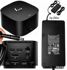 OEM HP Thunderbolt G4 280W Dock 4J0G4AA ABA with 280W HP Combo Adapter Charger