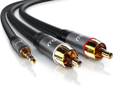 2 RCA Phono to 3.5Mm Stereo Jack Cable 7.5M - Y Audio Splitter - RCA Connector f