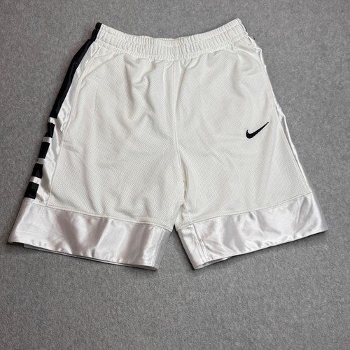Kids Nike Dri-FIT Basketball Shorts Large 13 to 15 White Black Striped Athletic