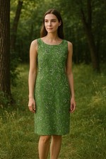 Charter Club Women’s Green Floral Silk Shift Dress Vintage Cottagecore Fairy 12