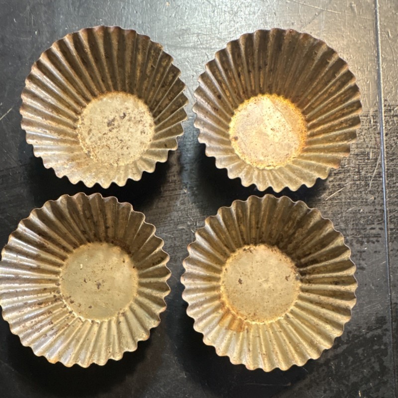 Vintage Mini Tart or Pastry Tins set of 4 used 