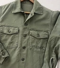 1966 Vintage USMC OG 107 Sateen Utility Shirt Distressed Faded Military Vietnam