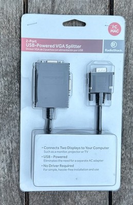 Radioshack 2-port Usb-powered Vga Splitter, Pc/mac Usb Powered