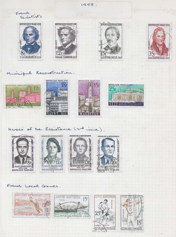 16 France Stamps from Quality Old Antique Album 1958