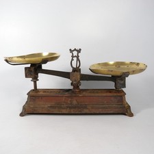 BILANCIA ANTICA FRANCESE IN GHISA PIATTI OTTONE DA CUCINA NEGOZIO FORCE 2 KG