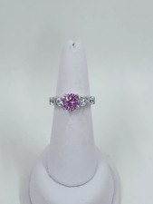 Pink and White Cubic Zirconia Sterling Silver Ring