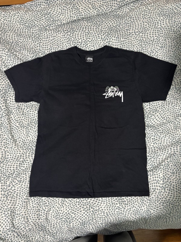 Stussy Angel Black T-Shirt Graphic Tee 8-Ball S Good Condition