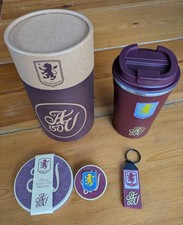 Aston Villa 150th Anniversary Travel Mug plus Coasters & Pin Badge New