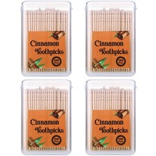 400 Pcs 4 Boxes Cinnamon Toothpicks for Adults Cinnamon Flavored Toothpicks w...