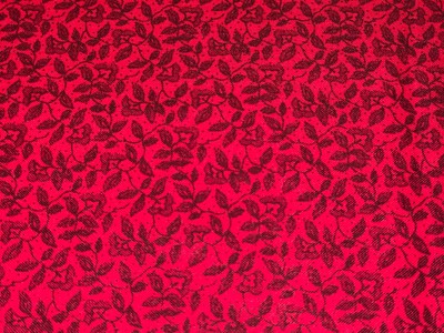 1/2 Yd Red w/Black  Swirling Leaves All Over Small Vintage Cotton Fabric