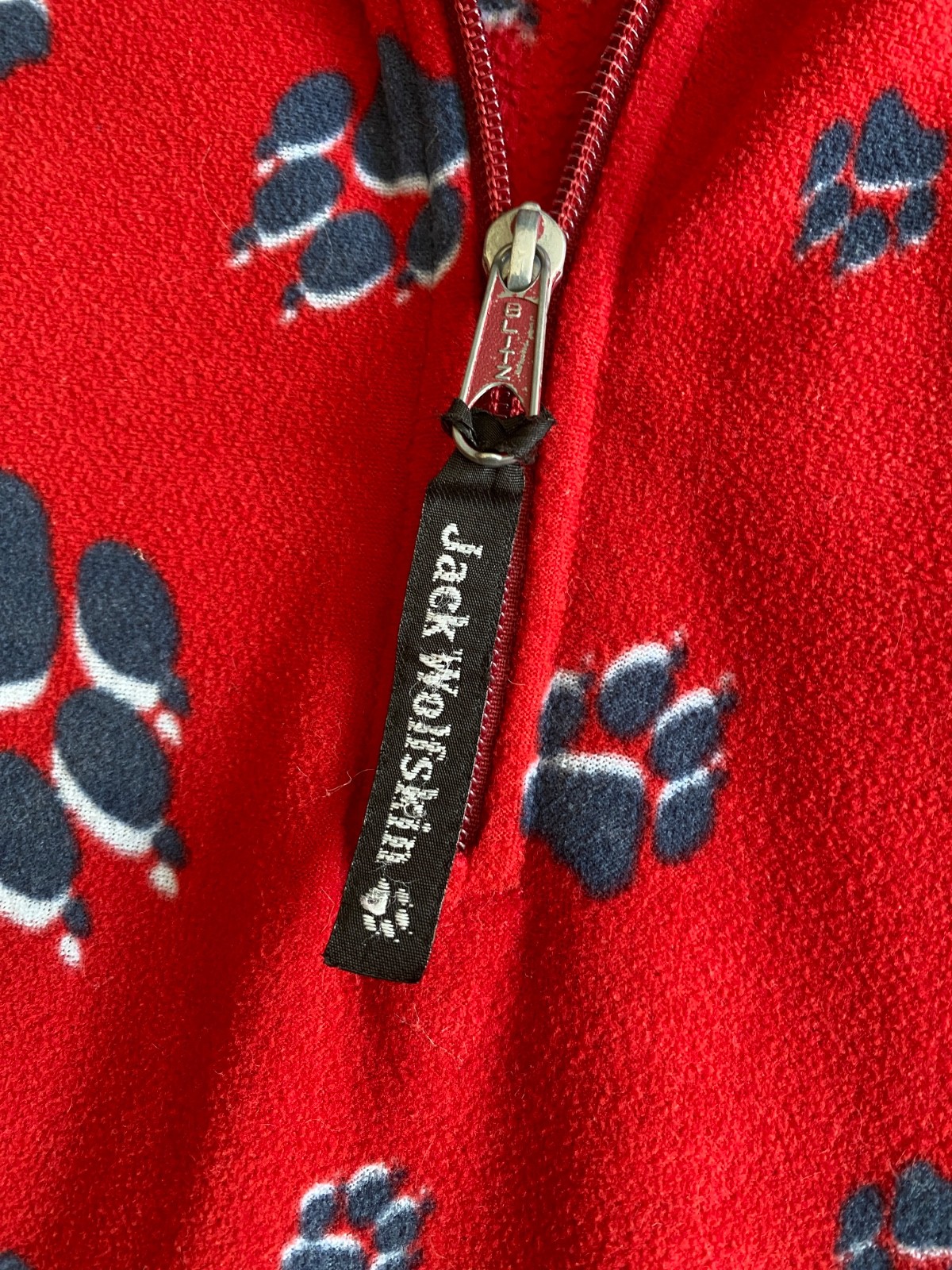 RARE 90'S JACK WOLFSKIN RED PAW PRINT 1/4 ZIP FLEECE S SMALL image 4