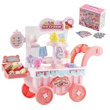 New VEVOR Ice Cream Cart for Kids,27 PCS Accessories,Pretend Play Store with St