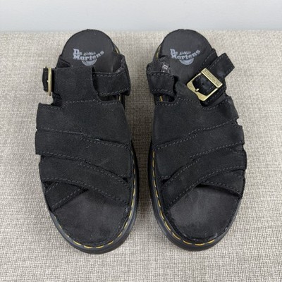 Dr. Martens Unisex Maxxy Slide Black Suede Leather Sandals Women