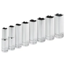 Powerbuilt 8 Piece 1/2 Inch Drive SAE 6 Point Deep Socket Set - 640056