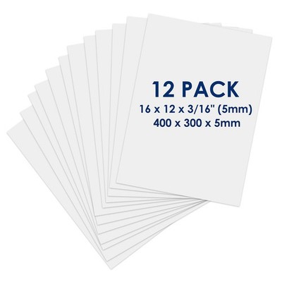 Foam Board 12 x 16 x 3/16'' - Premium 12 Pack - White Poster 12x16 in 12