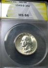 1949-D Washington Quarter Silver ---- ANACS MS-66 Graded Coin ----  #448C