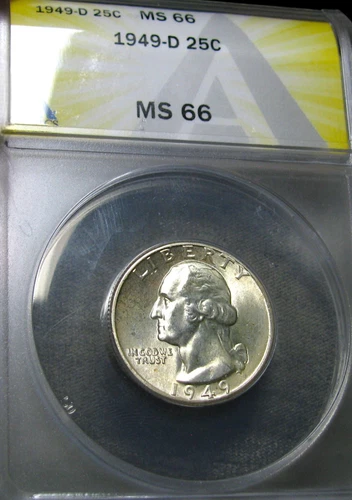 1949-D Washington Quarter Silver ---- ANACS MS-66 Graded Coin ----  #448C