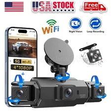 360 Degree View 4 Channel Dash Cam Front and Rear Inside Left Right, Dash Camera