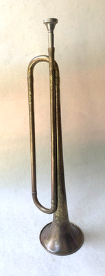 Cavalry Trumpet Bugle Brass Vintage 1970's w Silver Mouth Piece Good Sound