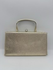 After Five Vintage Evening Bag Clutch Gold Metallic Purse Metal Handle 50's USA