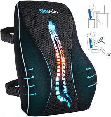 Niceeday Lumbar 3d Full Back-16'*18'*5', Back Pillow/Black