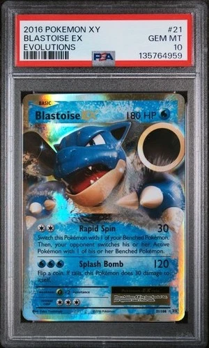 2016 POKEMON XY EVOLUTIONS 21/108 BLASTOISE EX - PSA 10