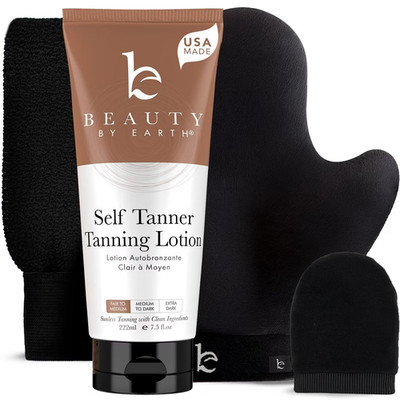 Beauty by Earth Self Tanner Natural & Organic Tanning Lotion Kit StreakFree Glow