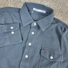 Criquet Mens Large Solid Gray Stretch Knit Polo Long Sleeve