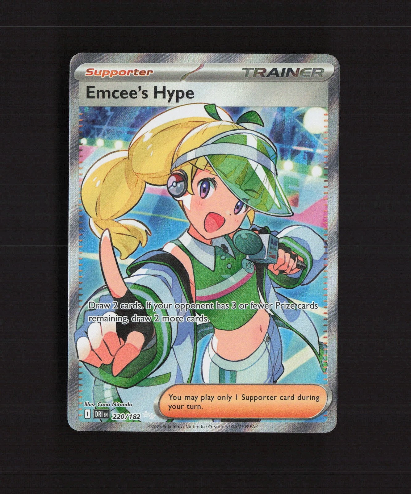 Emcee's Hype 220/182 Destined Rivals Full Art Ultra Rare Holo Pokemon Card LP