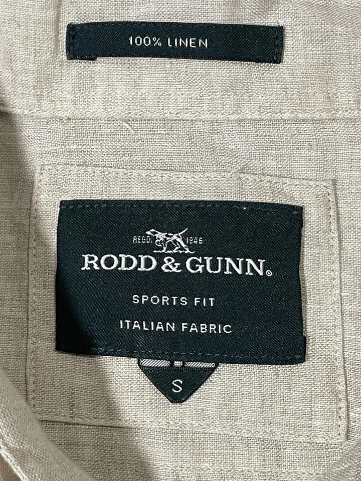 Camisa Rodd & Gunn Para Hombre Pequeña Beige Lino Manga Corta Botón Delantero Ajuste Deportivo Foto 3 de 4