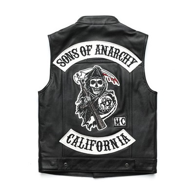 Herren Motorrad Frühlingsjacken SOA Punk schwarz Motorradweste Sons of Anarchy Lea