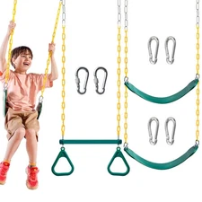3 Pack Assorted Swing Set, Including 1 Gym Rings Trapeze Bar and 2 Pcs Swings...
