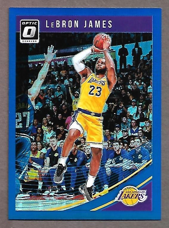 2018 19 Lebron James Optic Blue Refractor # 1/49 LAKERS Card # 94
