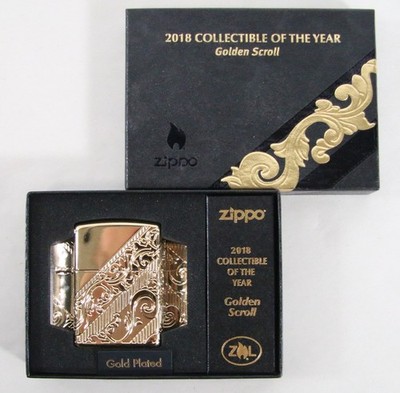 Zippo 2018 Collectible Of The Year Golden Scroll Gold Plated Armor