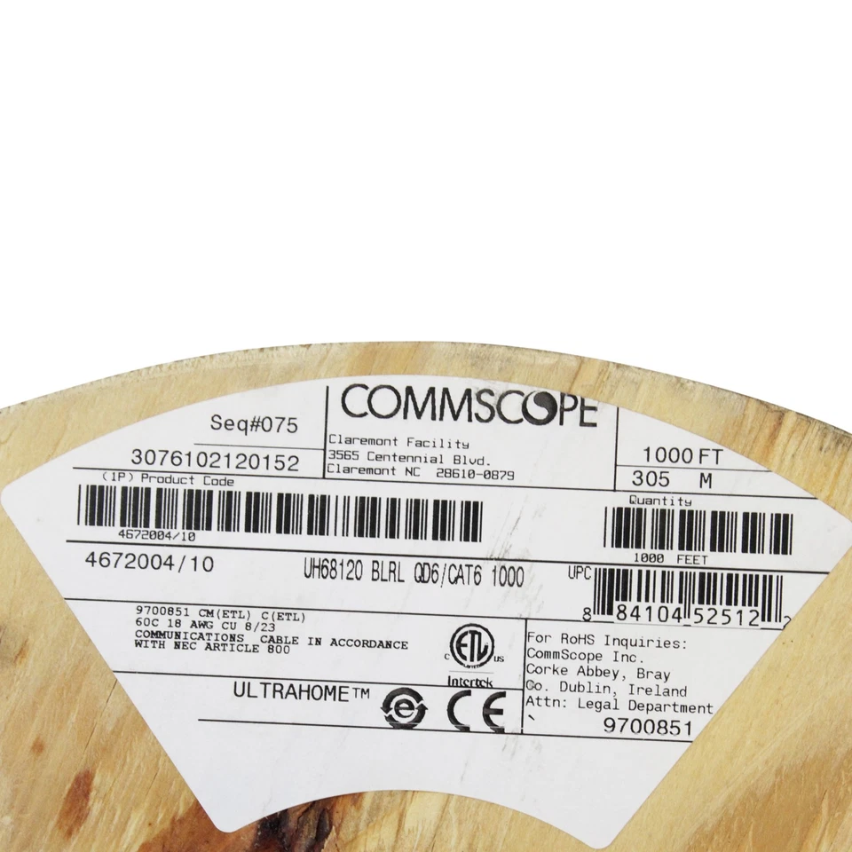 COMMSCOPE 4672004/10 UH68120 HYBRID RG-6 QUAD SHIELD + CAT6 CABLE, 1000-FEET - Image 4 of 4