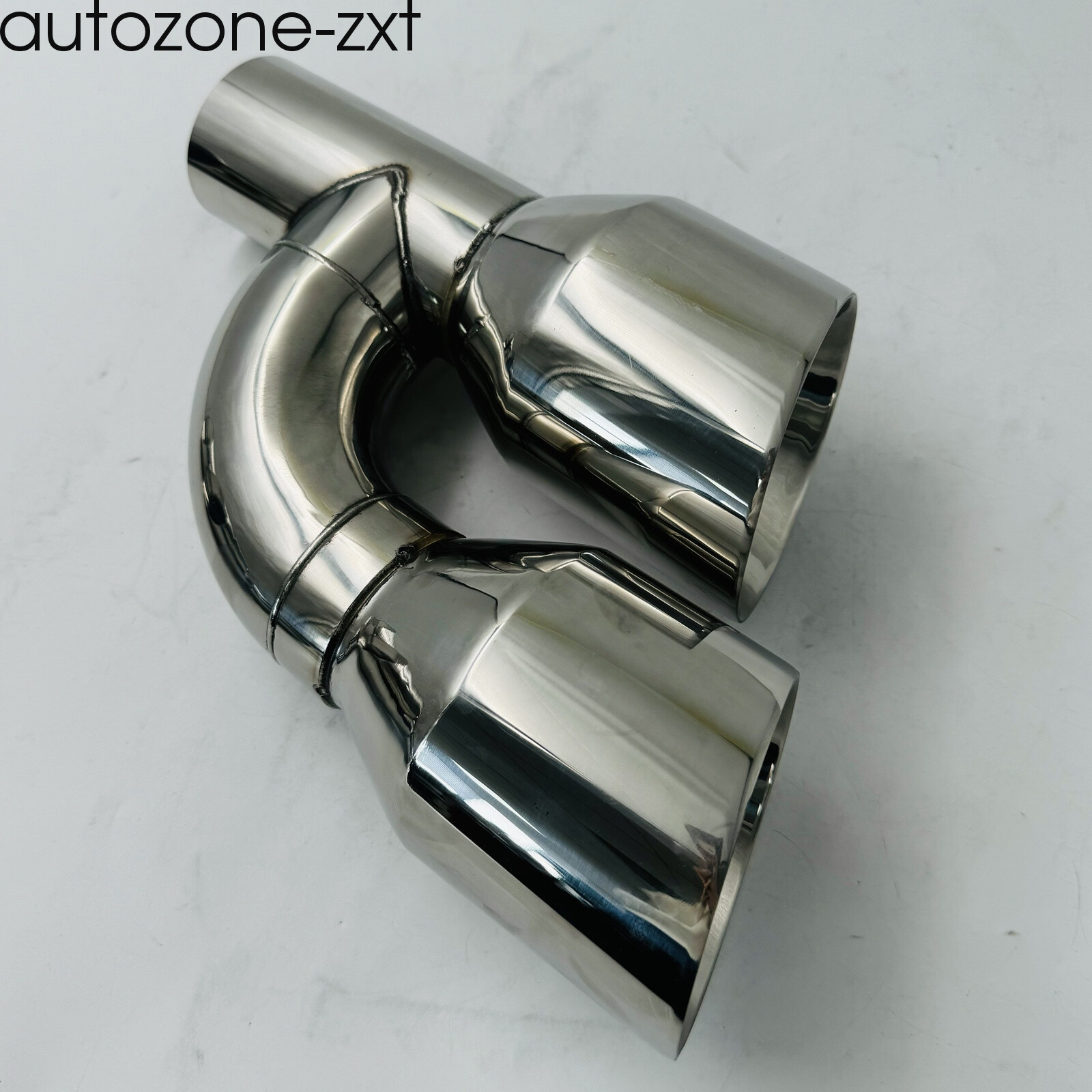 2PCS Offset 2.5" In Quad 4" Out Dual Wall Exhaust Tips Stainless Steel Slant Cut