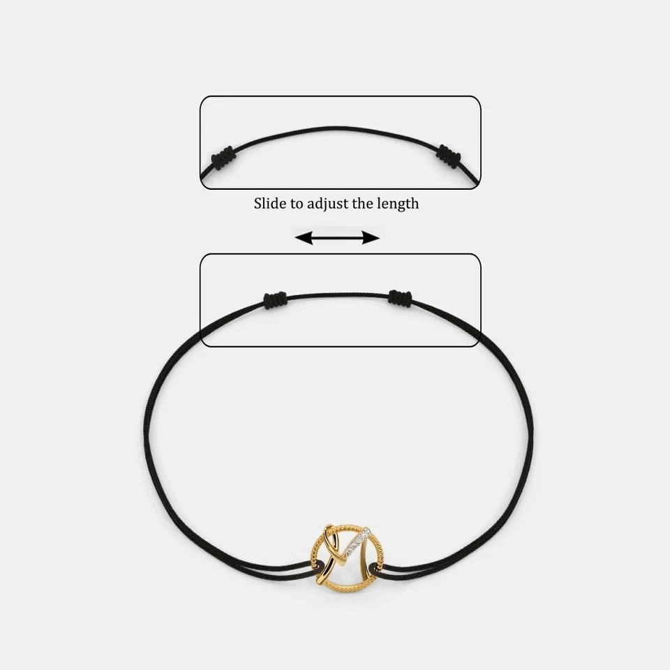 "Handmade 14K Gold Charm Bracelet – 'M' on Sleek Cord" - Image 4 of 4